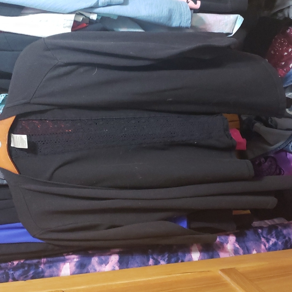 1X Terra & Sky Black 3/4 Sleeve Cardigan